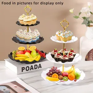 3-Piece European 3-Tier Cake Stand Set, Plastic Dessert Stand for Cupcakes and Fruit, Ideal for Graduation, Parties, Birthdays, Weddings