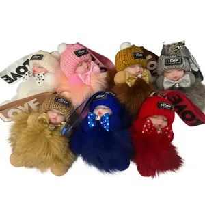 Sleeping Baby Fluffy Plush Doll Keychain