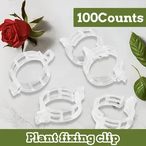100 Counts Plant Support Clips,  Plastic Trellis Clips for Tomatoes, Vegetables & Vines (White)