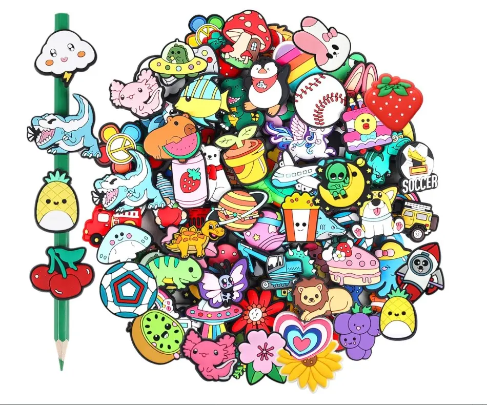 80pcs Cute Pencil Toppers,Pen Toppers Charms Decorations Clips Bulk Animal Pencil Buddies Huggers Classroom Prizes Rewards Gifts for Students