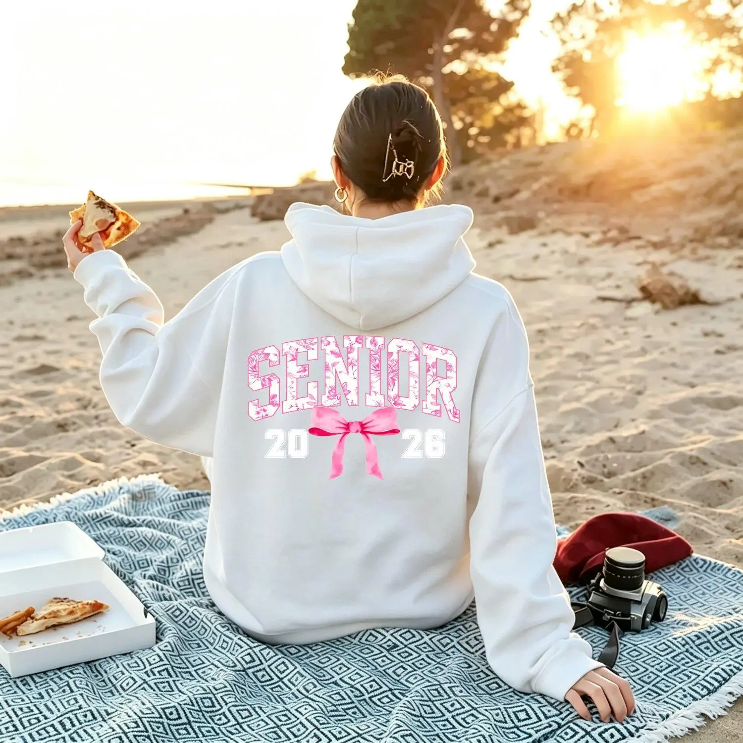 Men's Hoodies Class Of 2026 Senior Shirt End Of School Year Bow Pink Toile Teen Gift High School Graduation Casual Pullover Sweatshirt Top Menswear Long Sleeve Operator Baggy
