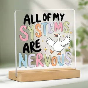 Funny Silly Goose Mental Health Décor, Inspirational Gift for Him and Her, Acrylic Sign with Wooden Office Accessories for Bedroom and Dorm, Acrylic Plaque Sign