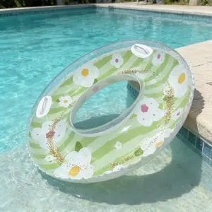 Inflatable Strawberry Swim Ring Transparent Strap, UV Protection Pool Floats for Kids & Adults, Multiple Colors & Sizes