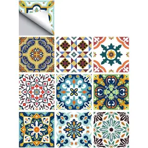 25 PCS Moroccan Style Tile Sticker, 4x4 Inch(10x10cm) Traditional DIY Murals, Tile Waterproof Oil Proof Removable Decals for Bathroom & Kitchen Backsplash