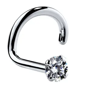 1.5mm Tiny Cubic Zirconia 14K Gold Nose Ring