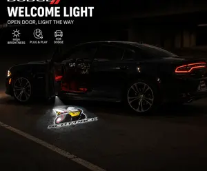 2PCS LED Door Puddle Lights for Dodge Charger & Challenger - HD Logo Projection Welcome Light (SRT Hellcat / Scat Pack / R/T)