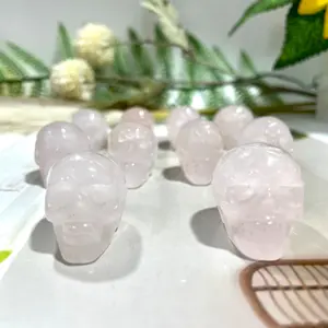 6 Counts Rose Quartz Skull Crystal Healing Crystal Home Decoration From IG Crystal