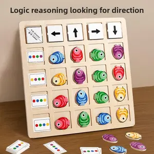 Wooden Fish Shape Sorter Board, Colorful Fish Shape Sorter Puzzle Toy, Educational Logic Training Toy for Kids
