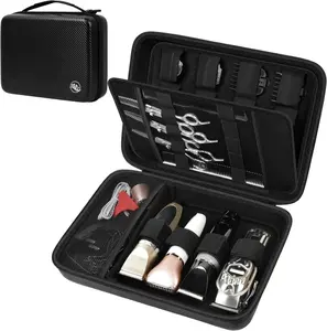 Hard Travel Case for Hair Clippers, Hair Cutting Barber Supplies Organizer Bag, Trimmer Storage Holder for Ufree/For Wahl/For Andis Men Razor Guard Grooming Kits -Black