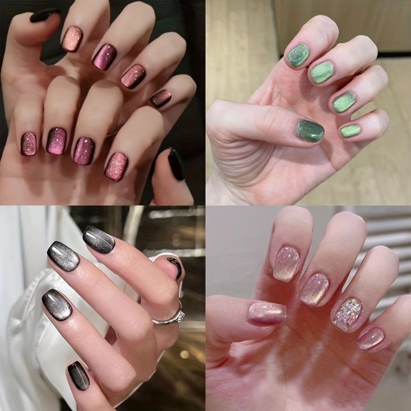 96 nail patches (4 boxes) gradient blending smooth short square full coverage fake nails reusable fake nails perfect for daily gatherings, holidays, parties, Valentine's Day, Mother's Day gifts