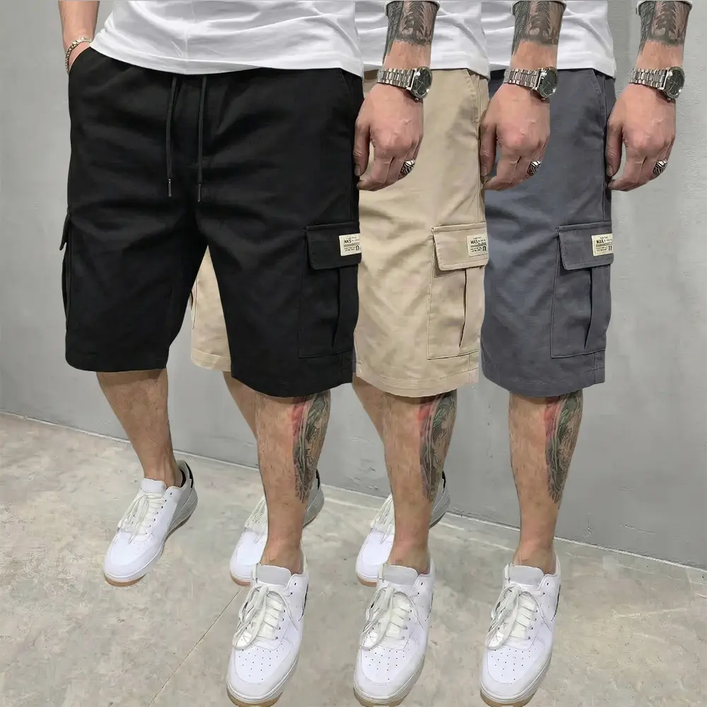 Men's 3-Pack Woven Cargo Shorts, Relaxed Fit Bermuda Style with Large Pockets for Summer and Everyday Wear, Men's Shorts