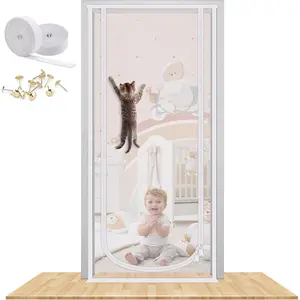 35.5X82" Reinforced Heavy Duty Pets Proof Screen Door with Bilateral Zipper, Prevent Dogs Cats Running Out for Home Bedroom Living Room Kitchen Patio Door