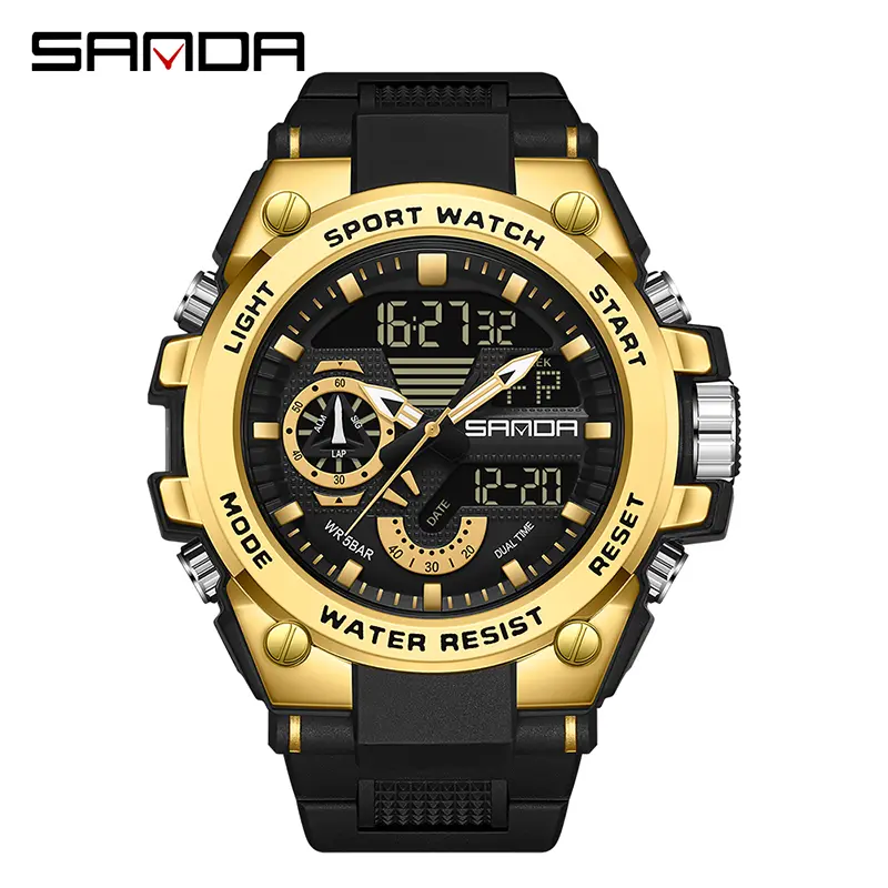 Men's Stylish Chronograph Quartz Watch - Luminous Waterproof Quartz Wristwatch with Touch Display, Stopwatch, Alarm, Calendar, Diamond Accents, Dress & Sport Use, Elegant Wrist Accessory
