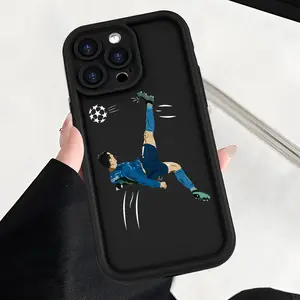 Creative Fancy Football Player American Pattern Case for iPhone 16 15 14 Pro Max 13 12 11 XR XS E Plus Shockproof Non Slip Military-Grade Protection Silicone Cover