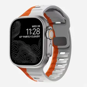 Waterproof Silicone Bands for Apple Watch 49mm 46mm 45mm 44mm 42mm 41mm 40mm 38mm Series 10 9 8 7 6 5 4 SE1 2 3 4 5 6 7 8 9 10 Ultra Ultra2 SE1/2 Classic Black & Vibrant Orange Sport Straps Wearable Adjustable