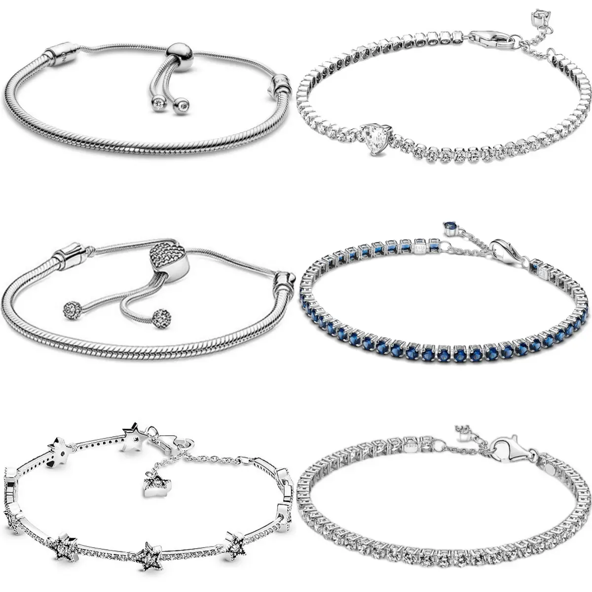 2025 New  925 Silver Plated Adjustable size Pentagram Love Heart Bracelets Fit Original Pendant Charm DIY Women