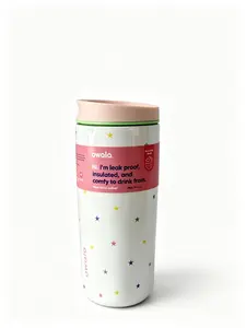 Owala SmoothSip Slider 20oz Insulated Tumbler Leakproof Travel Coffee Mug with Colorful Star Print BPA-Free On-the-Go Drinkware Flasks for Coffee & Beverages Bottles Water Bottles