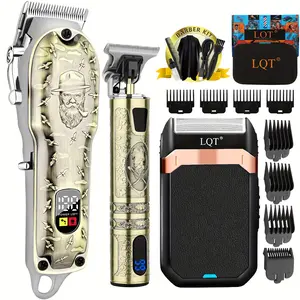 LQT Quiet Motor Cordless Hair Clipper for Men, 2025 Blonde 3 in 1 Electric Shaver Detail Trimmer, Rechargeable USB Long Battery Life, for Home Salon Exquisite Gift