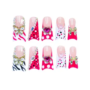 10PCS 3D Duck Collections  Reusable Handmade Press-On Nails – Acrylic REUSABLE 3D Gel Summer 2025/Prom