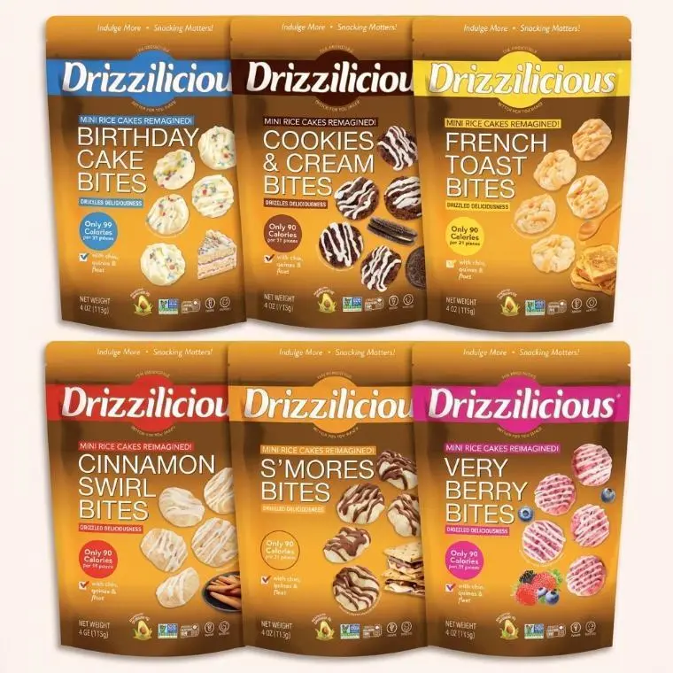 Drizzilicious Mini Rice Cakes Variety Pack 4oz - Healthy Diet Snack, Gluten-Free, Low Calories, Rich in Sweet Flavor