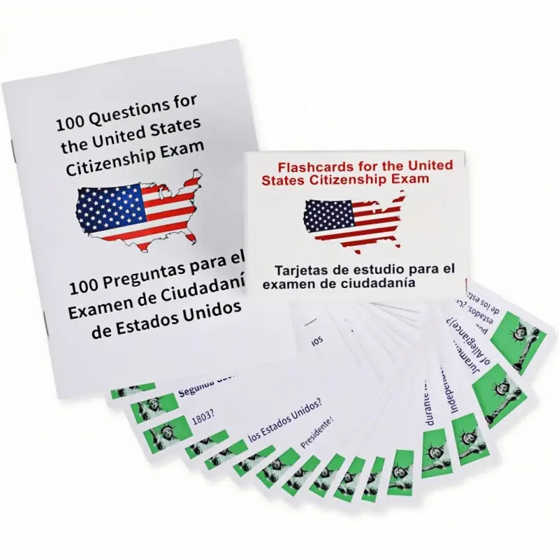 U.S Citizenship Flash Cards 2025 -English/Spanish,Naturalization Study Guide with 100 US Civics Questions & Answers, US Civics Test Flash Cards Combo