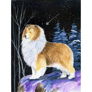 Carolines Treasures  Starry Night Sheltie Flag - Garden Size- 11 x 15 in.