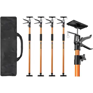 4PK Support Pole, Steel Telescopic Adjustable 3rd Hand Support System, Support Rod, Supports up to 154 lbs Construction Rods for Cabinet Jacks Cargo Bars Drywalls Extends from 49 Inch to 114 Inch