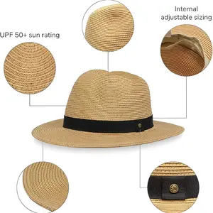 HAVANA Hat -  for Men Women Foldable Roll Up Short Brim Trilby Hat Panama Beach Hat UPF 50+, Adjustable Fit