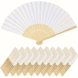 A retro floral-themed paper fan-1 foldable handheld fan, perfect for wedding decorations, Decoration Items, birthday party decor, DIY art projects, and banquet setups-an elegant and portable cooling accessory