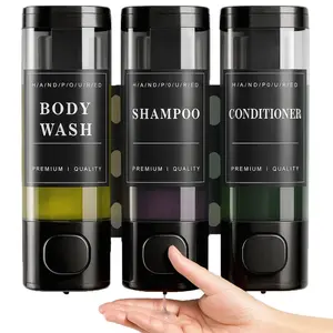 Zoronk 3-in-1 Room Wall Mounted Bathroom,Shower Pump Dispenser and Organizer,Dispensers for The Shower,Shampoo and Conditioner Dispenser,Shampoo Dispenser for Shower(Black) Soap