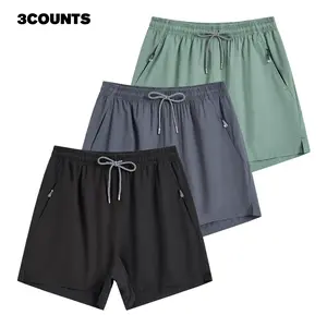 TJL 3pcs Men's Solid Color Athletic Shorts with Drawstring Waist & Side Pockets - Breathable Casual Summer Bottoms for Daily Wear