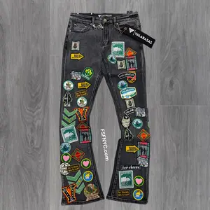 Valabasas- Stacked Axis Patch Denim - Black - 1109