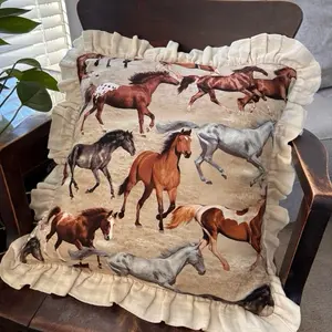 Ruffled Horse Pillow Cover