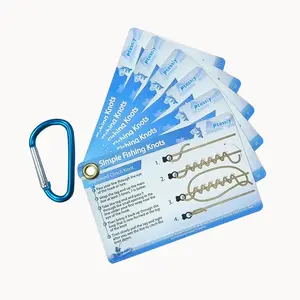 A set of 6 PVC fishing knot guide cards, including 12 easy to tie instructions and mini metal buckles - a durable and portable fishing knot reference card suitable for beginners Fishing Accessories