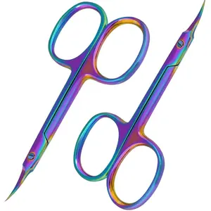 ✨ Ultra Sharp Stainless Steel Curved Cuticle Scissors – Multi-Purpose Precision Manicure Scissors, Suitable for Manicure, Pedicure, Eyebrow Grooming, and Eyelash Extensions, Comes with a Protective Leather Case, Ideal for Men and Women