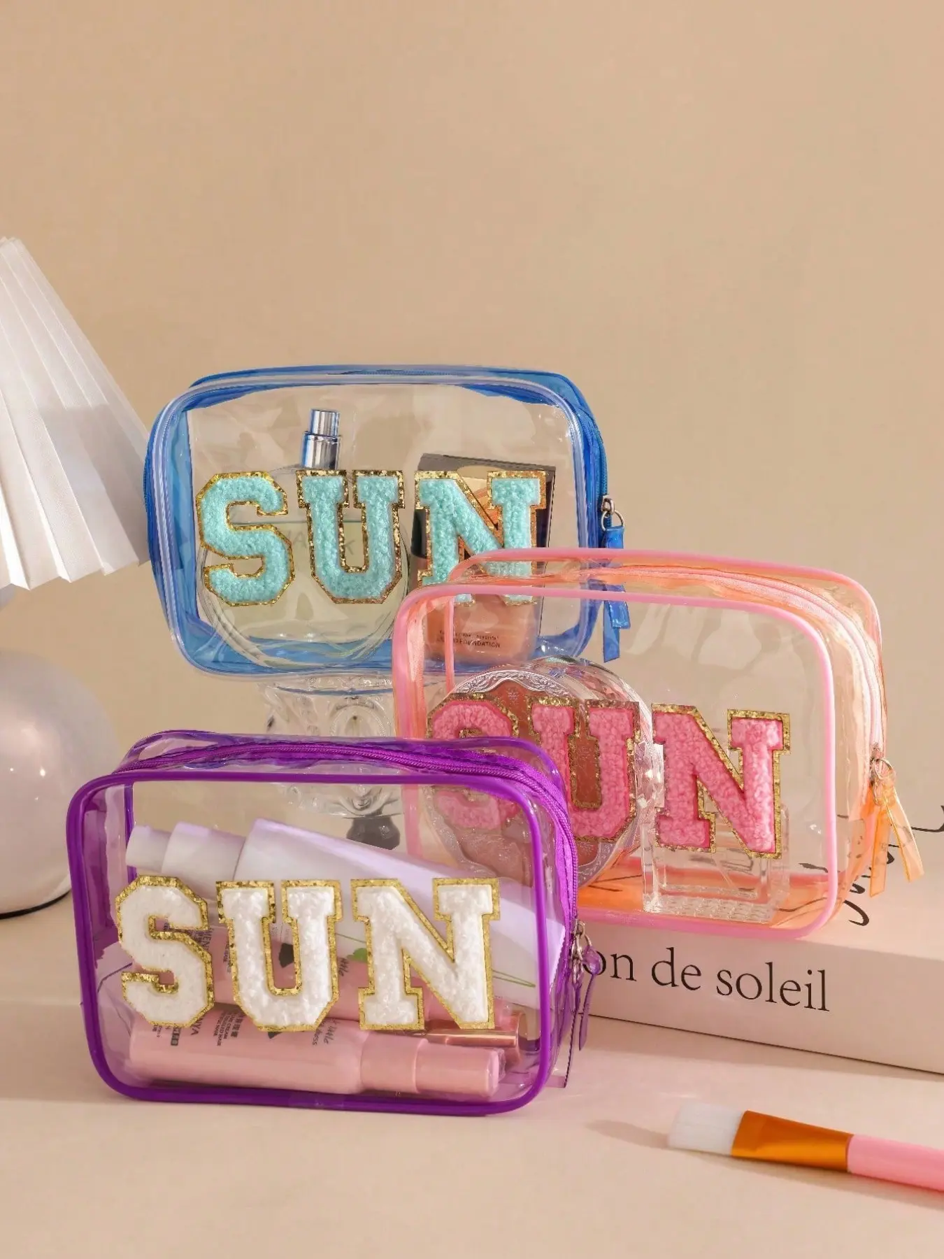 Waterproof Transparent Sunscreen Makeup Bag, Portable Travel Sunscreen Velvet Patch Small Makeup Bag, Eva Plastic Sunscreen Storage Box, Cosmetic Travel Bags Travel Essentials Travel Accessory