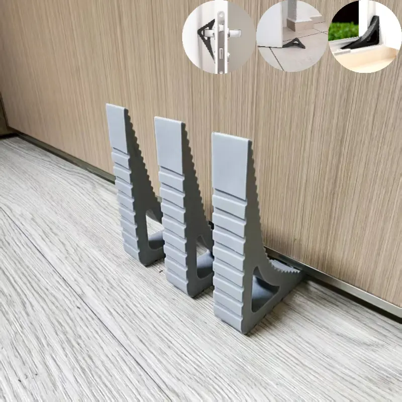 3pcs The Reusable Anti-Collision Rubber Door Stopper, Featuring Shock-Absorbing Blocks for Carpet And Tile Surfaces And a Raised Wedge-Shaped Design to Enhance Stability, Is Highly Suitable for Home And Office Doors
