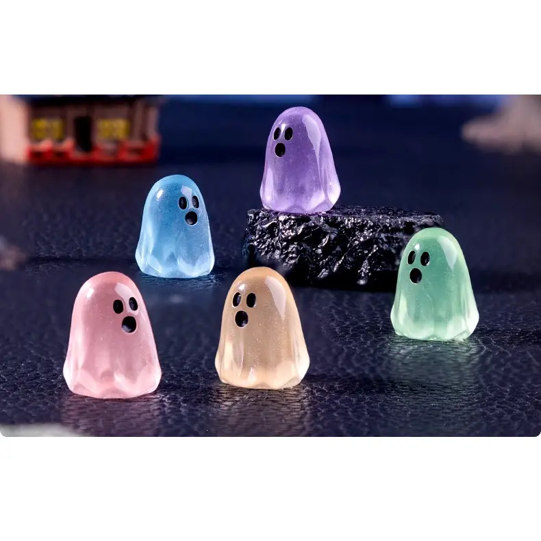 Kawaii Glow-in-the-Dark Glitter Ghost Resin Charms (20-Pack Bulk Set)| Spooky Cute 3D Miniature Ghosts for DIY Crafts, Phone Case Decoden & Halloween Decor| 20pcs Cute Pastel Ghosts Variety Pack