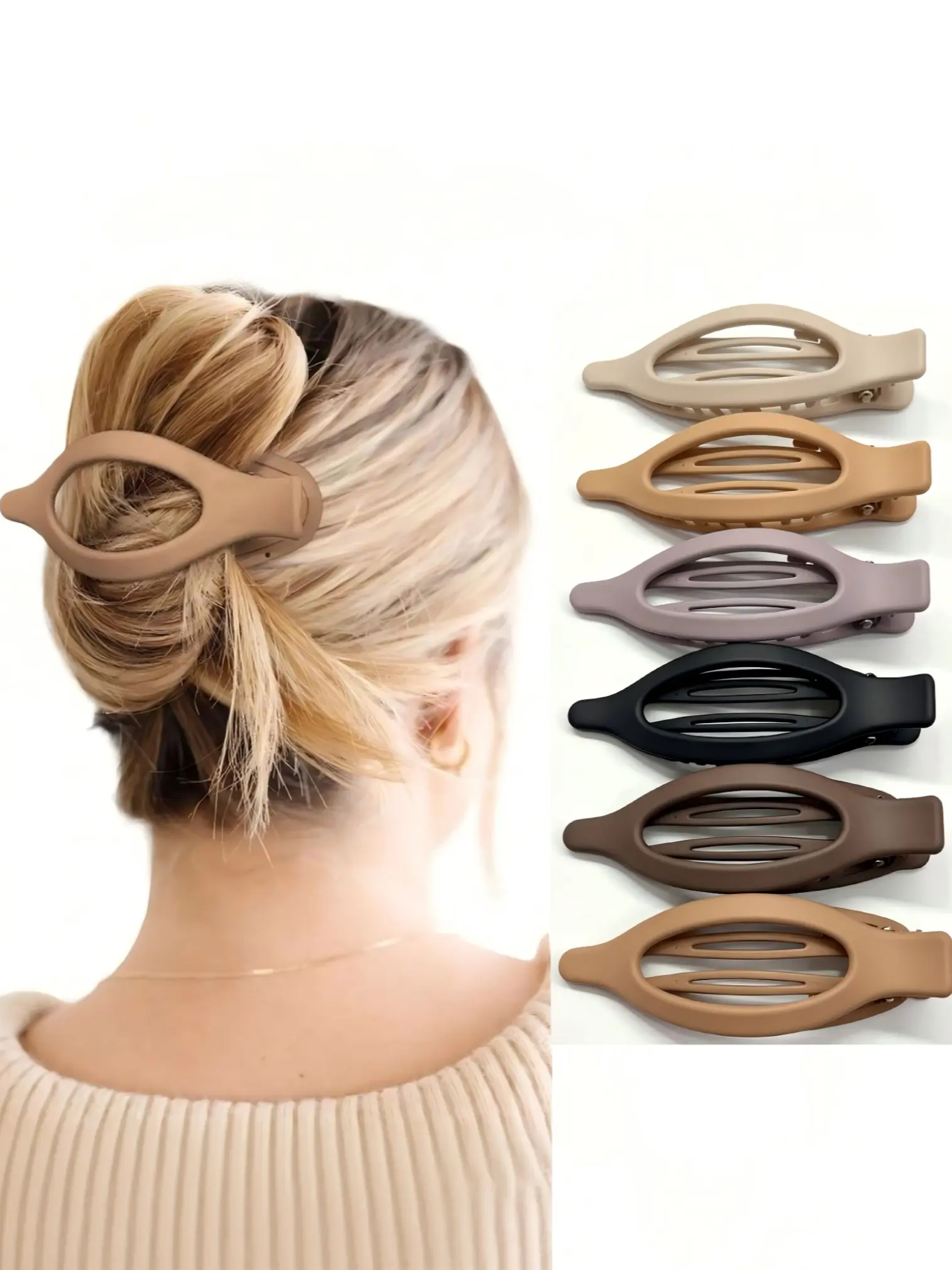 Flat Claw Clips Elegant French Concord Hair Clips Side Slide Duckbill Clips for Women Girls Strong Hold No Slip Grip Thick or Thin Hair 6Pcs/Set