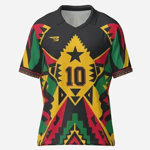 African Style Soccer Jersey – Ghana Concept Sublimation Football Shirt, Lightweight Athletic Streetwear Apparel, Casual Unisex Sports Fan Top