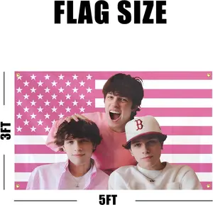 Sturniolo Triplets Flag Pink 3x5ft With 4 Brass Grommets American Flag Tapestry for College Dormitory Living Room Bedroom Fun Party Decoration