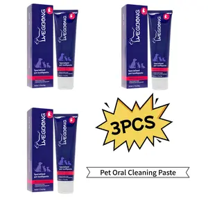 3-Pack Yegbong Pet Toothpaste Oral Cleaning Paste for Cats and Dogs Removes Odor Tartar Stains Whitens Teeth