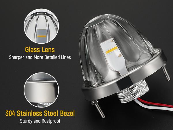 Partsam 4Pcs Glass Watermelon Lights Clear Lens Amber Light for Cars Trucks