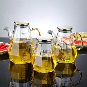1 Count Diamond Shaped High Borosilicate Glass Oil Dispenser, Food Grade Lead-Free BPA Free Transparent Leak-Proof Drip-Free Kitchen Oil Bottle, Heat Resistant, High Temperature, Dishwasher Safe Cooking Oil Container for Cooking Baking, Home Kitchen Use