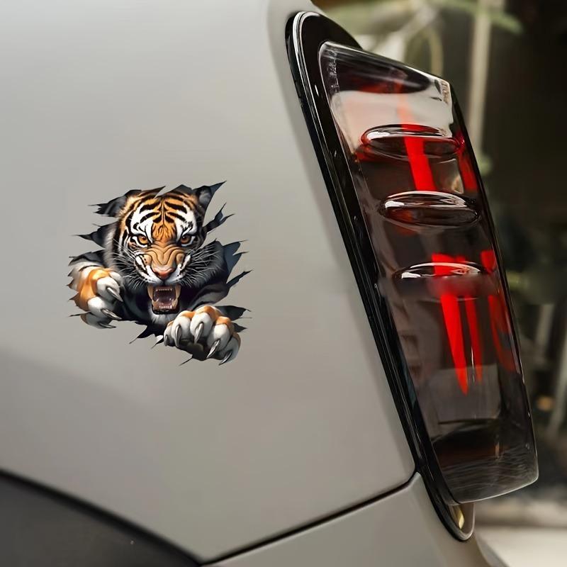 Tiger Face Sticker 5.12 x 5.12 Bright Orange Black Design Self Adhesive for Cars Laptops Trucks Plastic Wood Metal Glass Animal Theme Gift