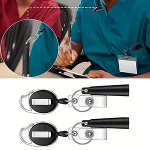 2pcs Elastic Retractable Pencil Holder Duty Pull Pen Keychain For Woodwork, Nurses, Teachers, Colleagues, Workers Easily Carry And Find Accessories