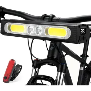 1500 Lumens USB-C Rechargeable Bike Headlight, High & Low Beam OLED Display, IPX6 Waterproof Night Riding Front Light with Tail Light for MTB, Off-Road & City Cycling