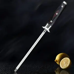 'Imperial' Professional Kitchen Knife Sharpening Steel with Finished Wood Handle - Incredibly Strong Emery Rod, Sharpens Up to 63 HRC Including Damascus Knives - Senken Knives