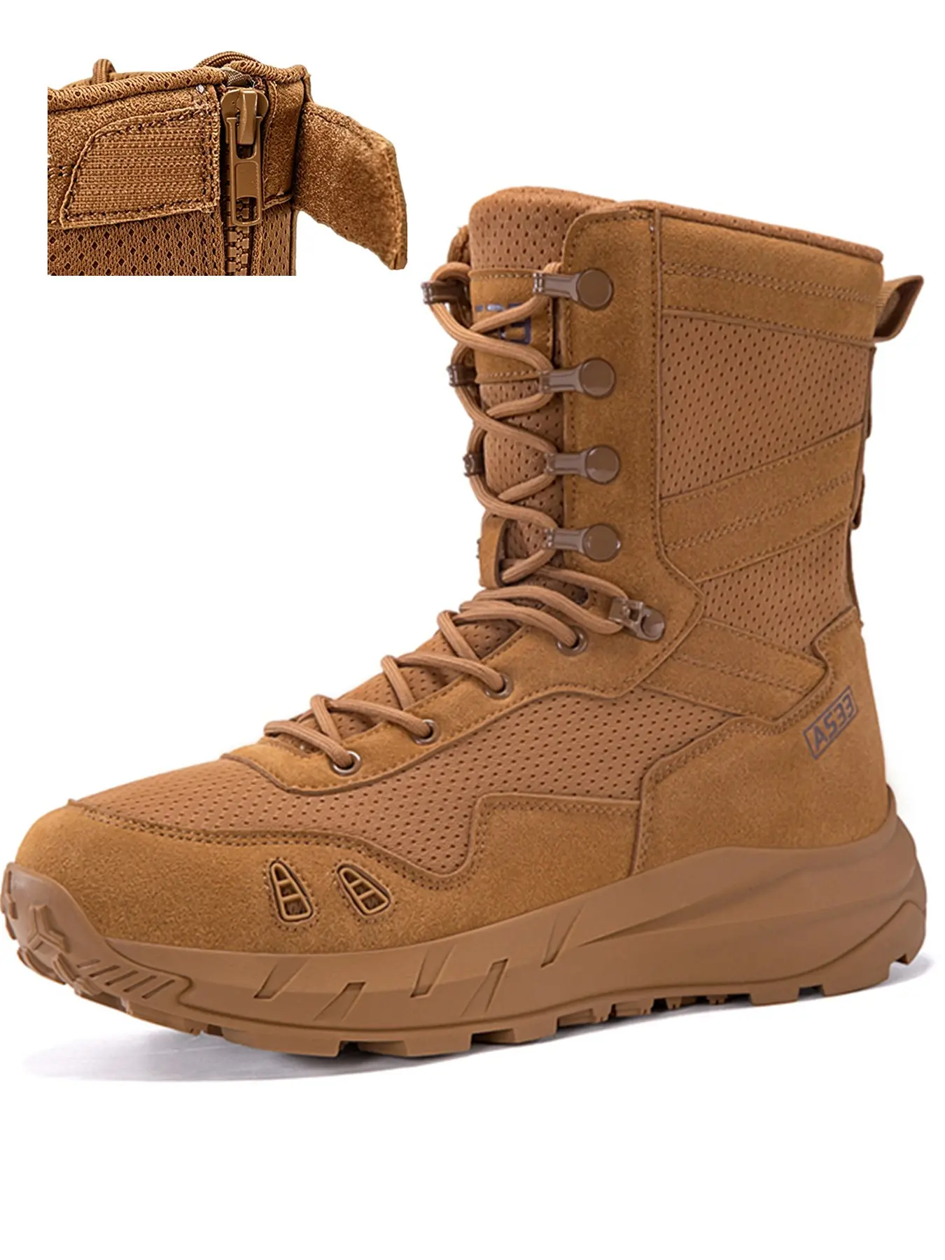 Men's All-Season Tactical Boots, Footwear, Closed, Rubber Sole, Deep Grip, Breathable Mesh, Durable Outdoor Hiking, Durable, Suitable for Desert, Jungle, Mountain, Four Colors, Shock Absorption, Ankle Lock System