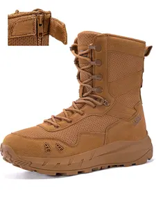 Men's All-Season Tactical Boots, Rubber Sole, Deep Grip, Breathable Mesh, Durable, Suitable for Desert, Jungle, Mountain, Four Colors, Shock Absorption, Ankle Lock System